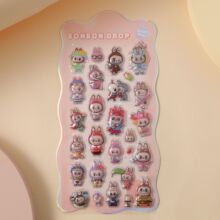 跨境拉布布可爱卡通3D立体浮雕贴纸卡皮巴拉手账钻石贴纸水杯贴画