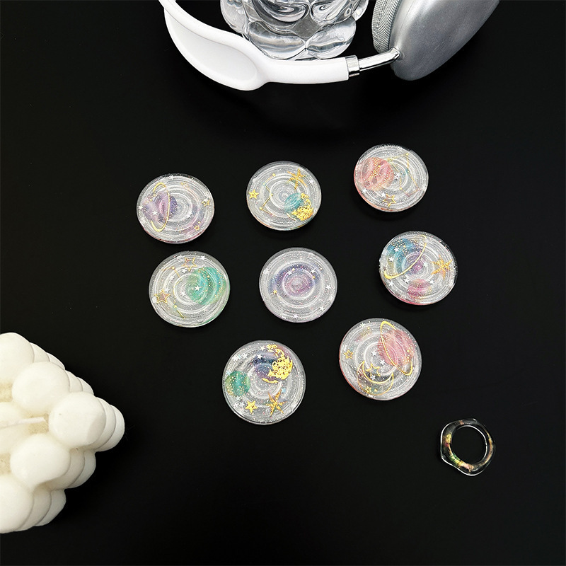 ins style planet sequined mobile phone airbag bracket star Moon transparent fresh watch play desktop support frame