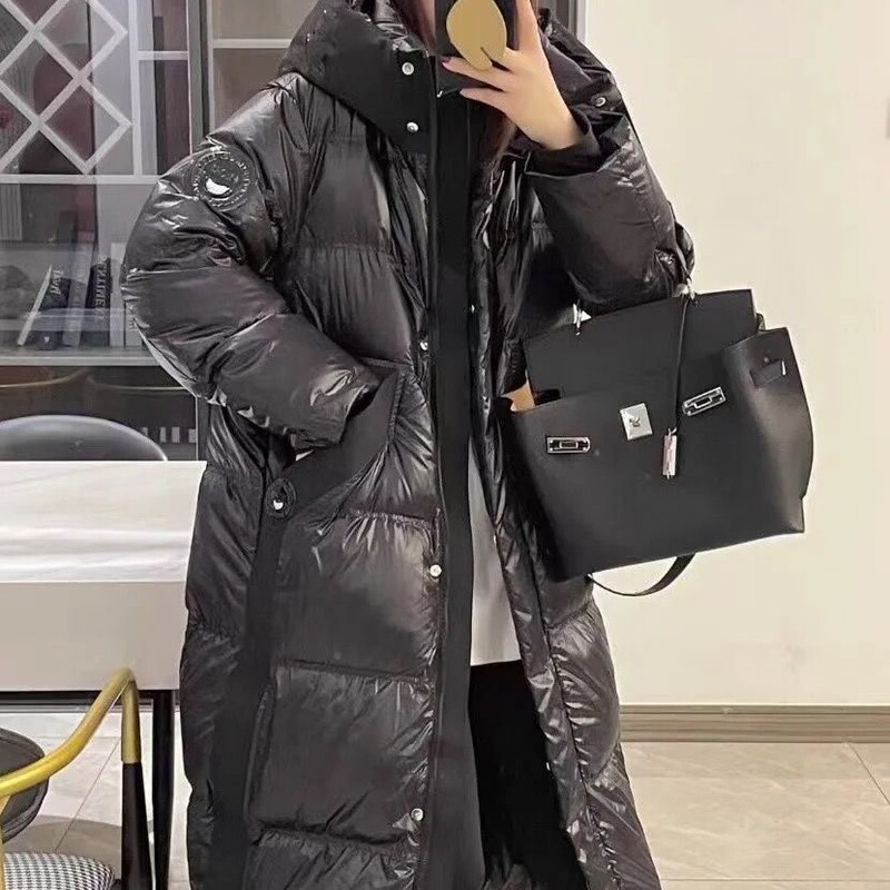 2024 New Extreme Cold Black Gold down Jacket Thickened Long Over-The-Knee Windproof Waterproof Men's Goose down Coat Jacket