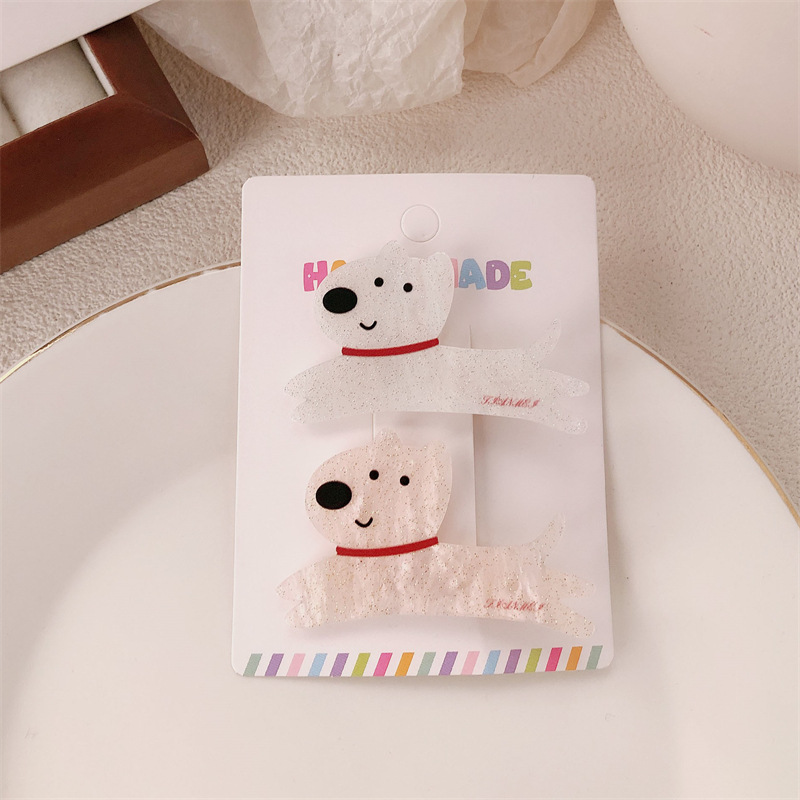Diversión adolescente dulce acrílico perrito clip de cabello de dibujos animados lateral clip de bang clip de cabello adorable clip de boca de pato tocado