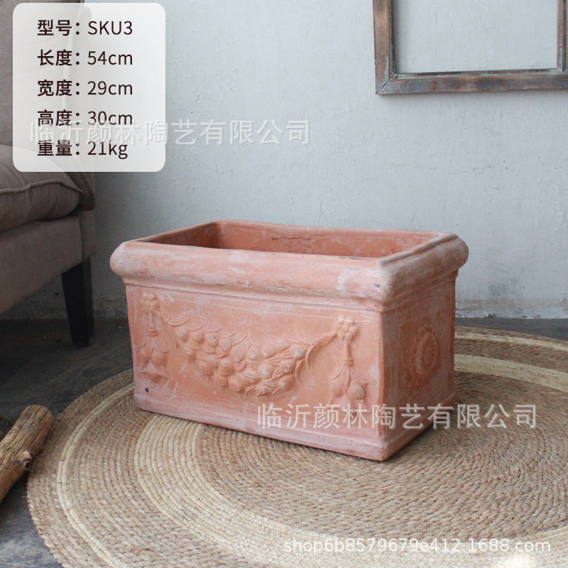 maceta de barras largas maceta de cerámica roja cuadrada maceta de hortalizas maceta de flores cajas de flores pequeñas aceitunas comercio exterior maceta de cerámica americana estilo romano