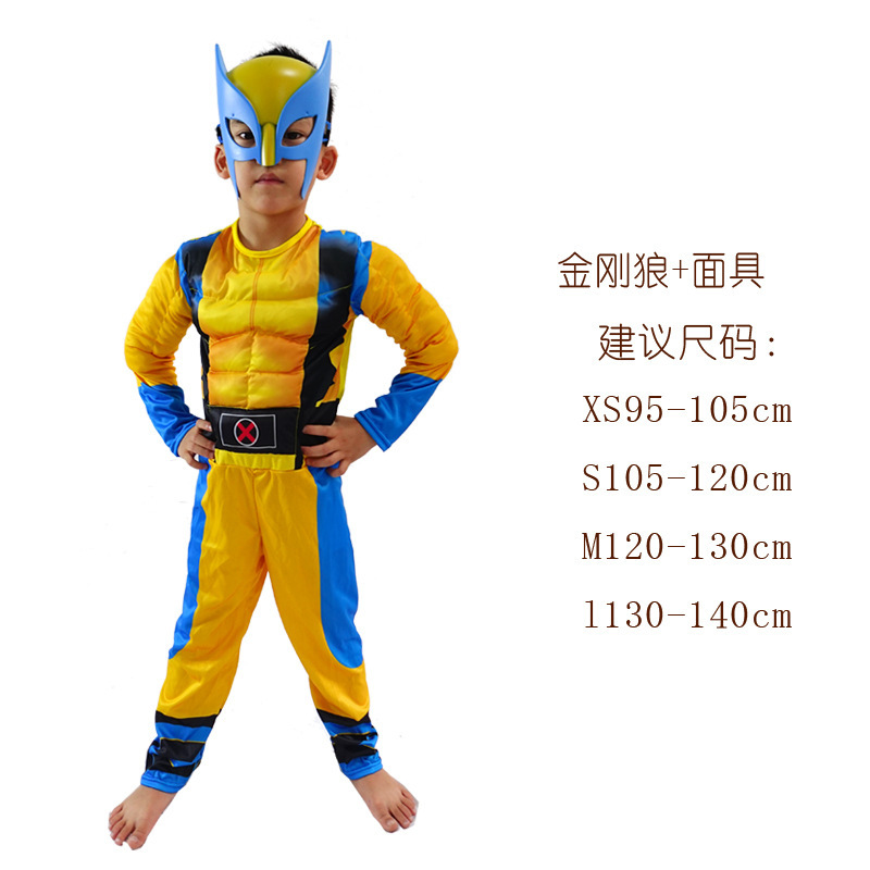 钢铁侠绿巨人蝙蝠侠美国队长万圣节儿童超级英雄演出服肌肉服装|undefined