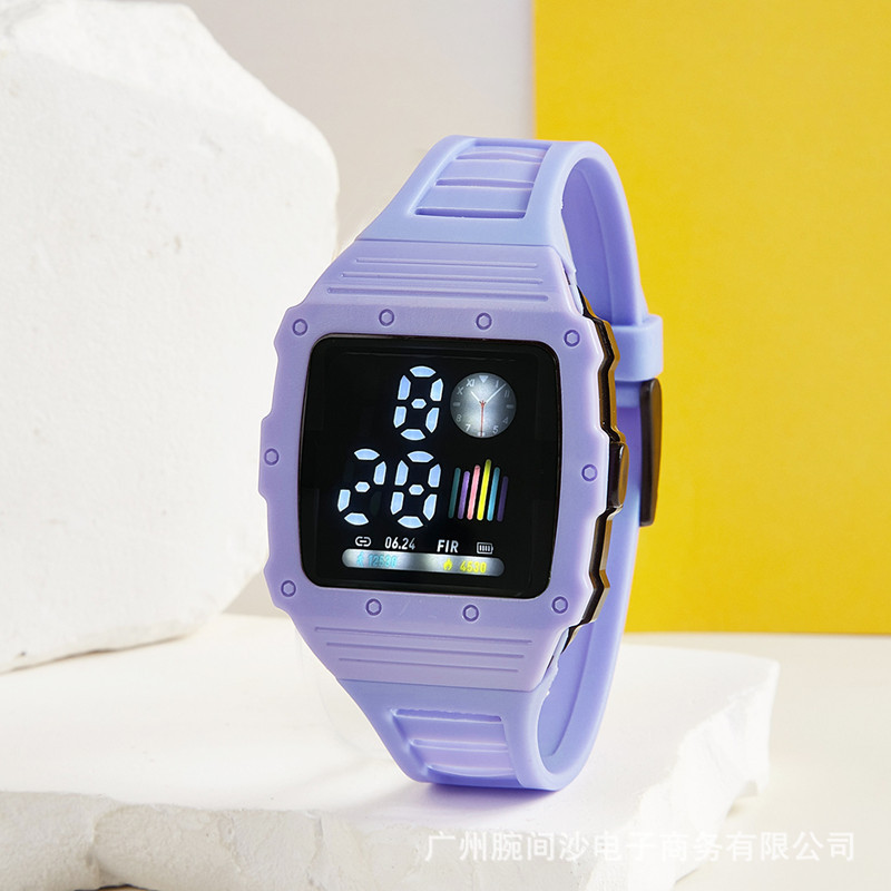 Moda simple macaron LED reloj electrónico Junior High School estudiante pareja reloj digital de una sola pieza reloj de entrega