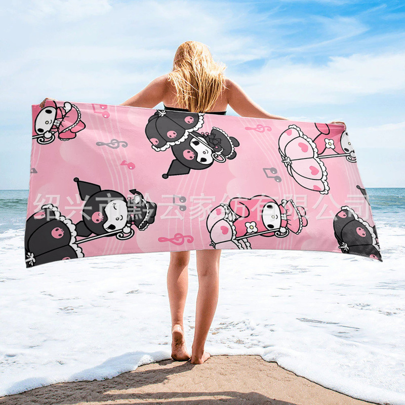 Kuromi Beach Towel Microfiber Lightweight Umbrella Kuromi Sand-Free Quick-Drying Water-Absorbent Thin Compact Hair Kuromi Beach Towel Microfiber Lightweight Umbrella Kuromi Sand-Free Quick-Drying Water-Absorbent Thin Compact Hair