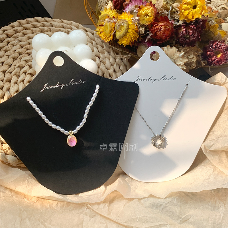 异形项链卡纸现货黑白卡加厚艺术纸烫银锁骨链条吊坠挂墙展示卡片
