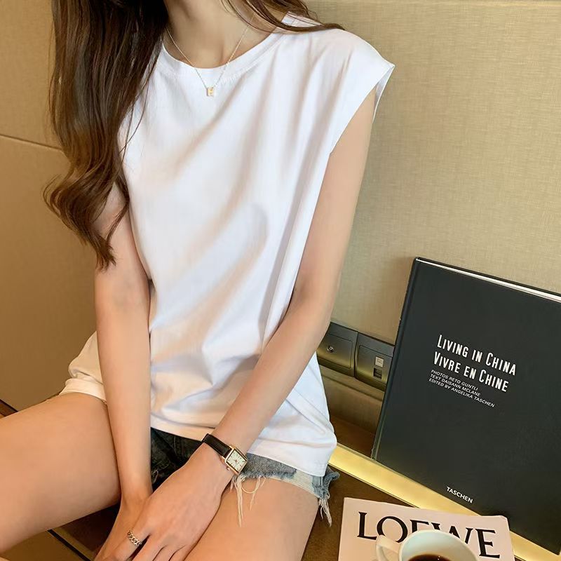 Pure Desire Loose Sleeveless T-Shirt for Women, Loose Fit, 2026 Summer New Fashion Sports Vest, Lazy Style White Top Pure Desire Loose Sleeveless T-Shirt for Women, Loose Fit, 2026 Summer New Fashion Sports Vest, Lazy Style White Top