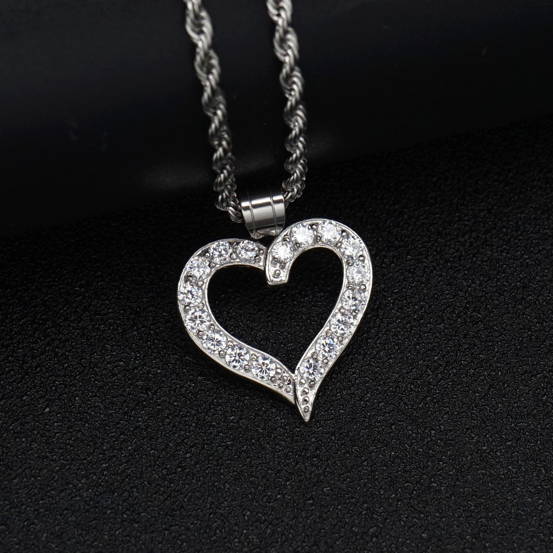 Heart Shape Pattern 1 Piece 25*26mm 316 Stainless Steel Zircon Heart Shape Pendant