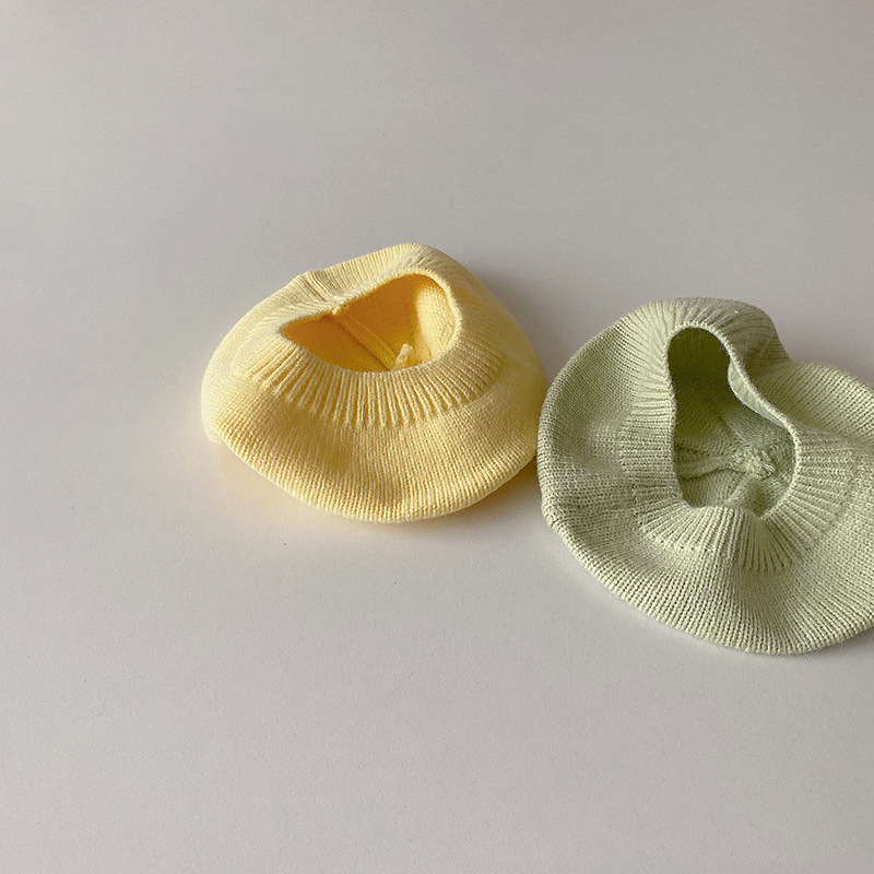 Bebé otoño crema boina color sólido sombrero de punto bebé estilo occidental pintor sombrero niños y niñas todo partido sombrero