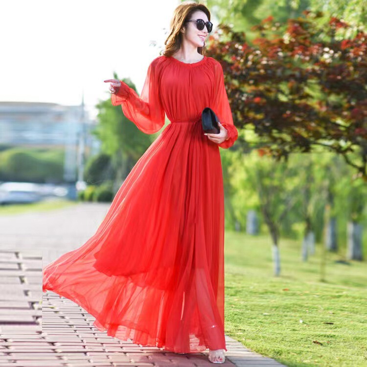 Extra-Long, Extra-Large Chiffon Skirt, Plus-Size Vacation Beach Skirt, Bohemian Floral Fairy Long Skirt