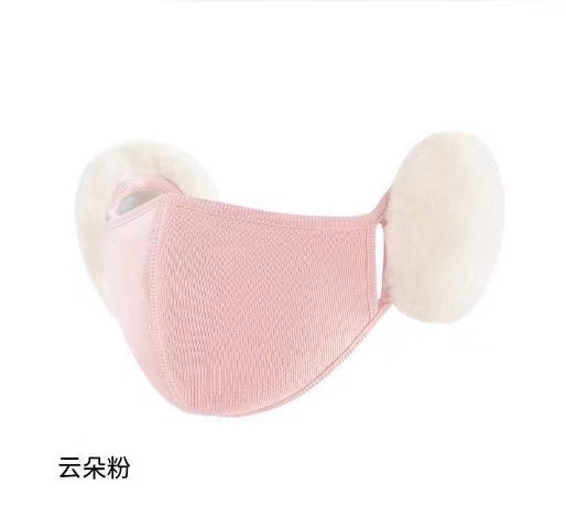 冬のぬいぐるみかわいい耳保護立体痩せマスク防寒通気二合一耳カバー女雲輪保温マスク|undefined