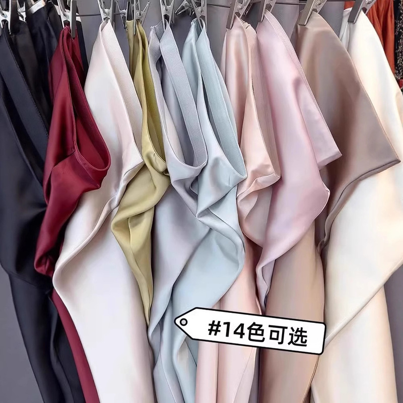 Satin Acetate Silky Skirt for Women Spring and Summer 2025 New High Waist Hip Fishtail Ice Silk Mid-Length A-Line Skirt