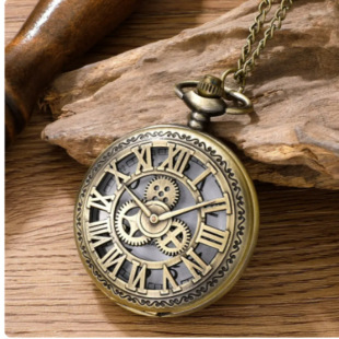 Bronze clock digital dial quartz analog pocket watch gift necklace pendant hand quartz pocket watch bronze case