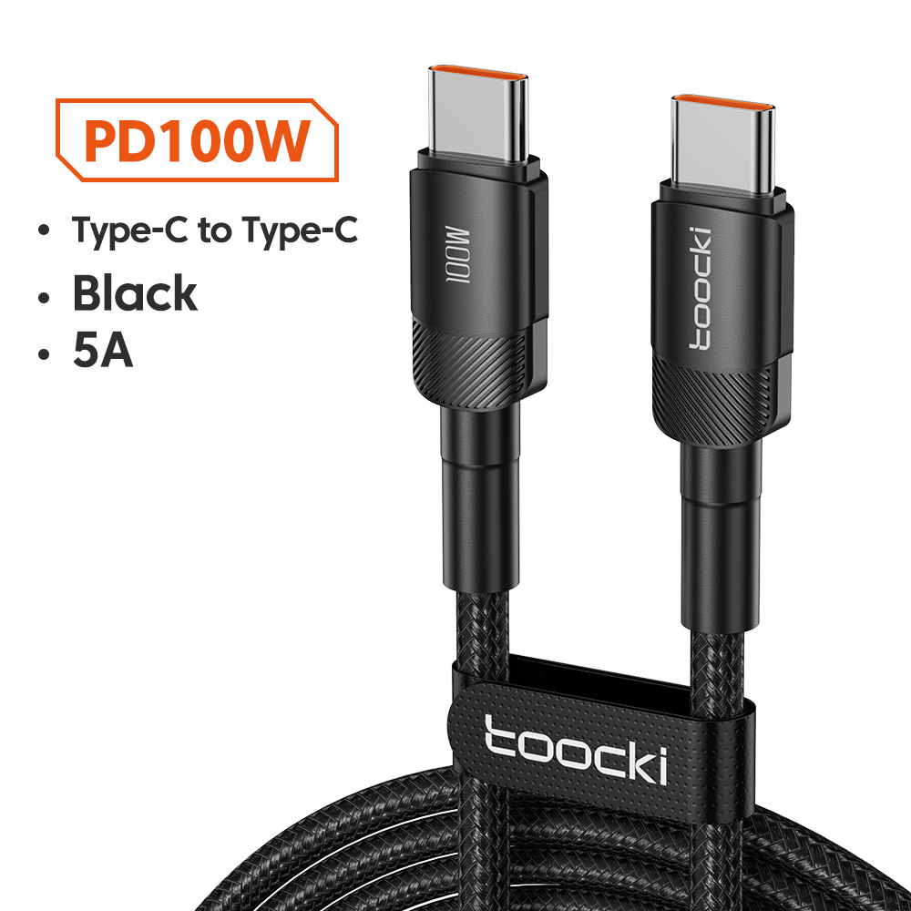 El popular cable de datos de carga súper rápida PD100W de Toocki es adecuado para el cable de carga del portátil 15 del teléfono móvil Huawei y Apple