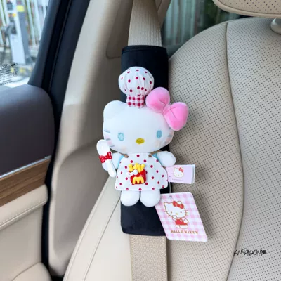 Seat Belt Decoration Children's: Sürətlər qutusu və əl tormozu başlıqları - authentic-kt-shoulder-pads-black-plush-pink-knot-fries-chef-white-shovel-single