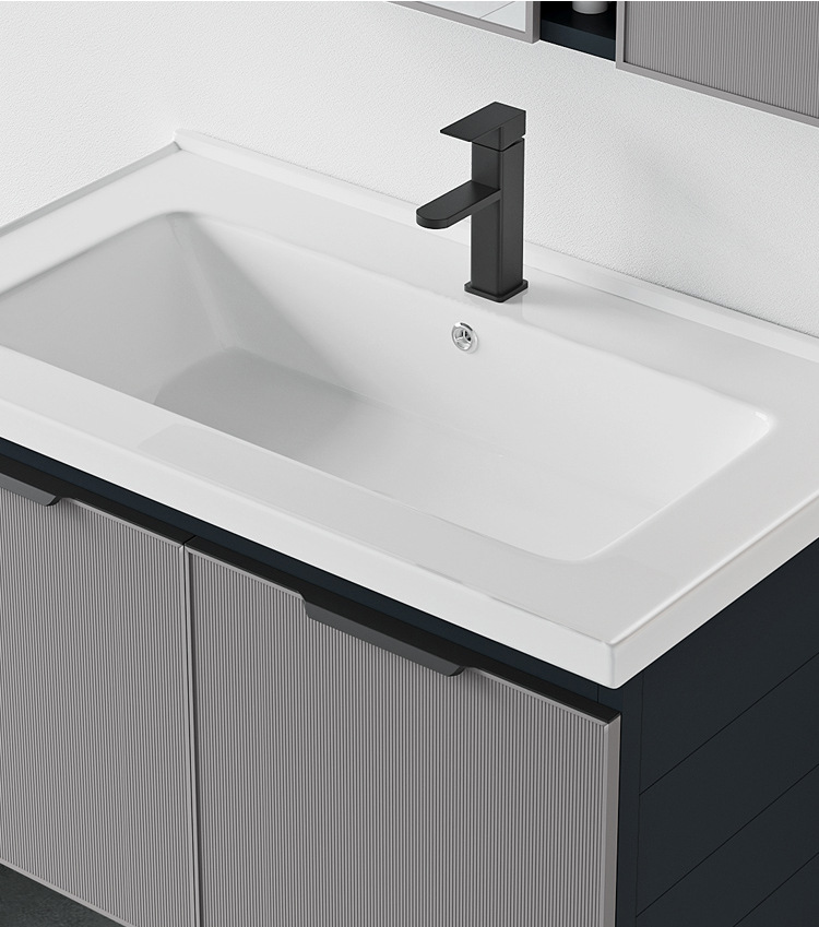 Espacio de aluminio lavabo de cerámica integrado lavabo gabinete combinación baño Baño gabinete hogar WC lavado Mesa