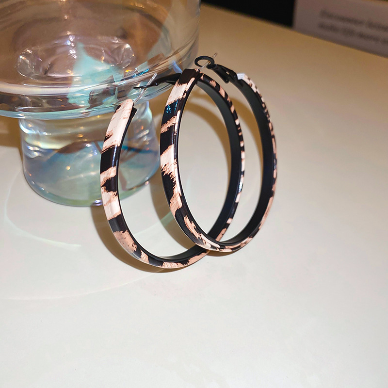 真金电镀银针豹纹星星圆圈耳环欧美潮流设计感耳坠气质氛围感耳饰详情36