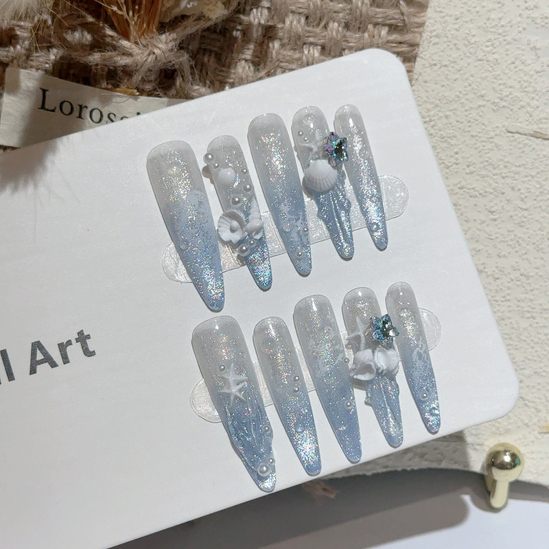 『Legend of the Sea』Mermaid Relief Wave Cat's Eye Starfish Carved Holiday Atmosphere Seaside Wearable Manicure 『Legend of the Sea』Mermaid Relief Wave Cat's Eye Starfish Carved Holiday Atmosphere Seaside Wearable Manicure