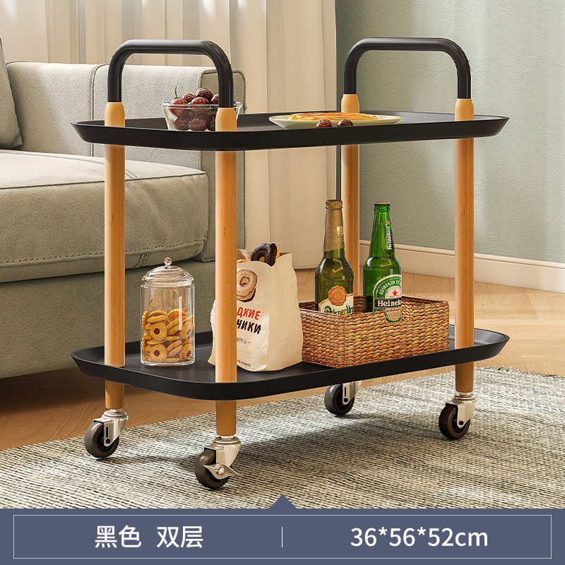 Estante de carro de cabecera de viento crema Estante de almacenamiento de bocadillos multicapa con ruedas para el hogar simple Estante de almacenamiento de teléfonos móviles