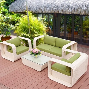 Outdoor Furniture Rattan Terrace Living Room Hotel Engineering Rattan Chair Sofa Courtyard Balcony Rattan Single Sofa Combination