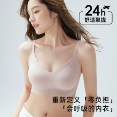 莱卡冰丝凉感无痕内衣女夏季薄款无尺码美背小胸聚拢无钢圈文胸