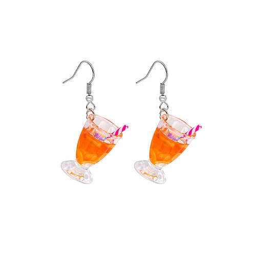 Japanese and Korean cartoon creative handmade milk tea cup beverage bottle earrings ins funny and cute mineral water bottle earrings earrings