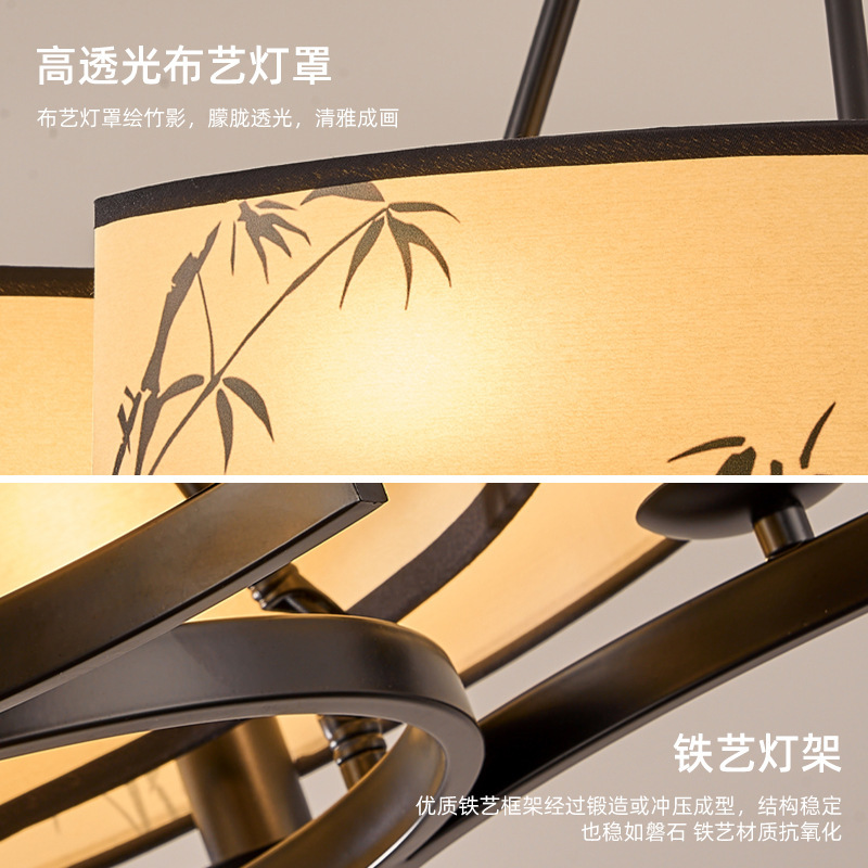 宋式美学客厅吊灯新中式禅意设计师彩绘主灯酒店餐厅包厢包间吊灯|undefined