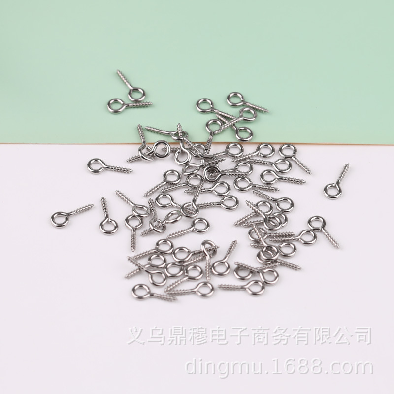 304 stainless steel sheep eye with ring 9-word sheep eye nail DIY material jewelry accessories thread small sheep eye ring pendant