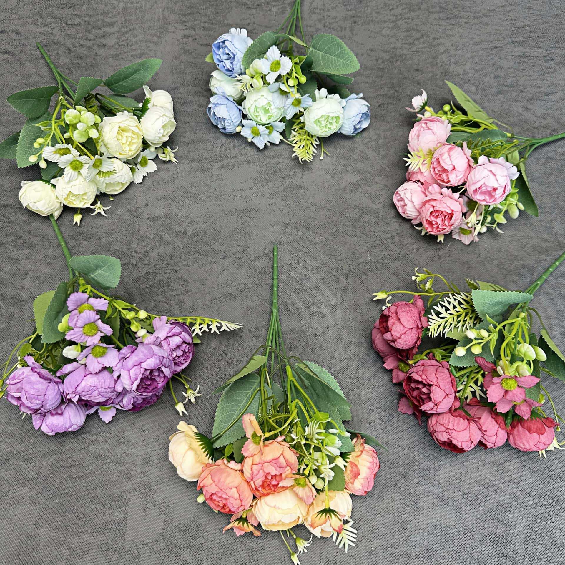 Simulación de 5 horquillas de peonía decoración del hogar decoración de la boda decoración de flores falsas hechas a mano rosas transfronterizas adornos al por mayor