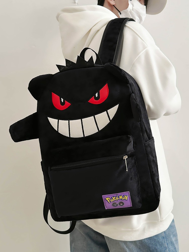 2025 nuevo monstruo mochila de peluche púrpura pareja de dibujos animados de gran capacidad para estudiantes universitarios mochila transfronteriza