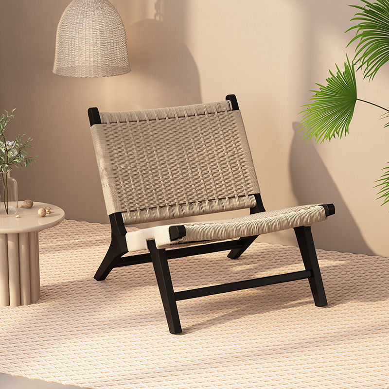 Sillas de madera sólida de cuerda trenzada sillas de balcón nórdicas sillas de ocio estilo japonés sillas de silla de casa pequeña silla de respaldo perezosa