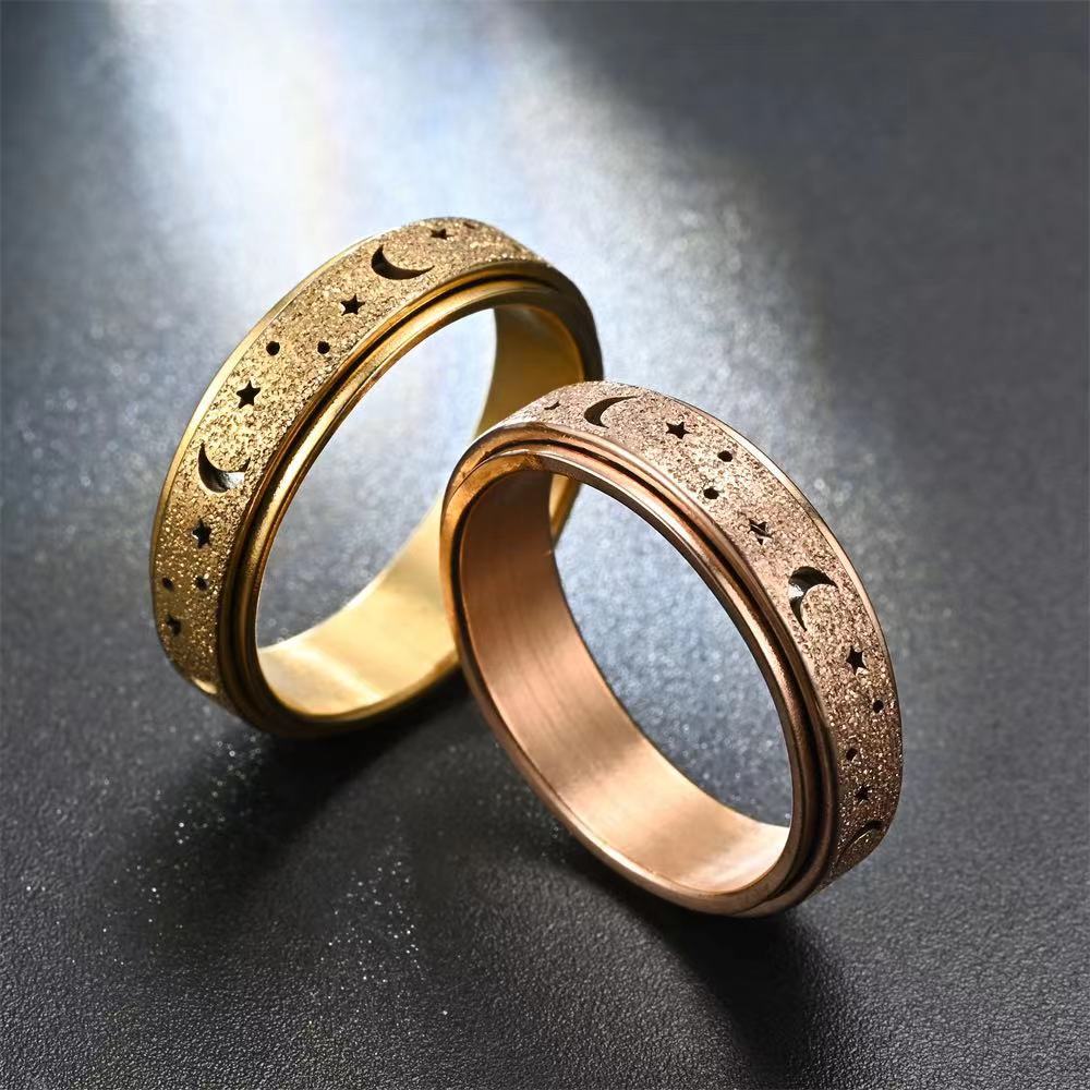 Daily Occasion Simple Style Star Moon Stainless Steel Women's Rings
