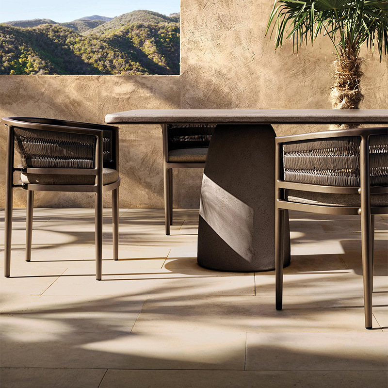 Mesa y silla al aire libre Hotel patio villa al aire libre alojamiento impermeable al sol mesa de madera terraza al aire libre silla de comedor de madera maciza