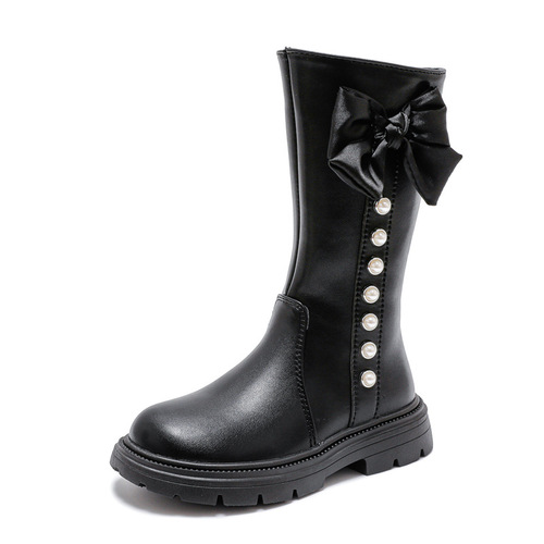 Children's Shoes Kids Snow Boots 2024 Autumn/Winter New Arrival Winter Tall High Heels Princess Street Style Stylish Thin Fleece