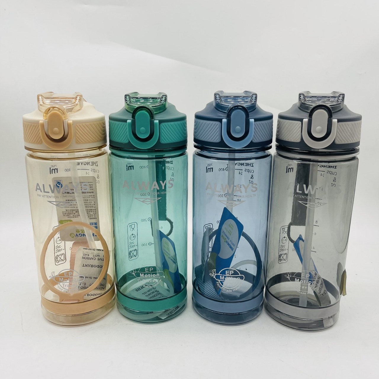 Zhengye 1813 deportivo deportivo botellas de plástico tazas de paja portátiles tazas de boca de pato tazas publicitarias tazas de regalo al por mayor