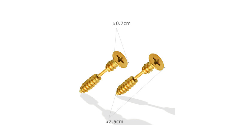 Hip-hop Titanium Steel Gold-plated Screw Earrings display picture 1