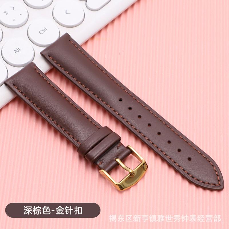 플레인 다크 브라운 골드 핀 버클