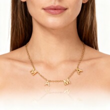 欧美跨境新款Mama不锈钢字母项链母亲节礼物女式饰品批发厂家直销