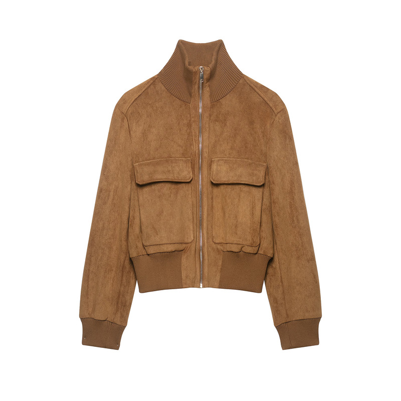 European and American foreign trade wholesale 2026 autumn and winter new women's suede textured aviator jacket European and American foreign trade wholesale 2026 autumn and winter new women's suede textured aviator jacket