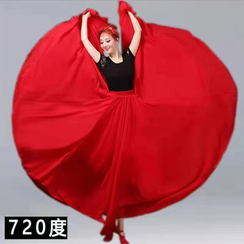 720 degree large swing dance skirt double layer chiffon drape…