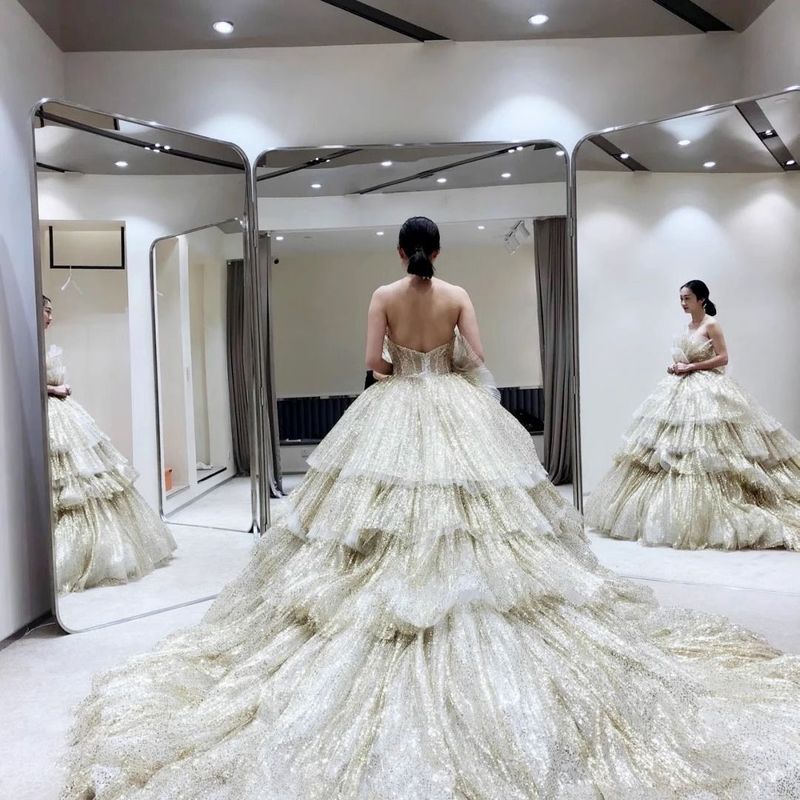 婚纱试衣镜片婚纱店礼服馆镜子婚纱店专用落地式三面三折镜|undefined