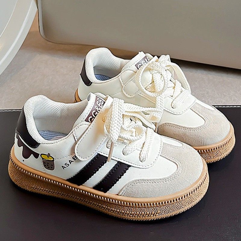 Mergaičių sportiniai bateliai 2024 m. pavasariui ir rudeniui, nauji vaikiški „Board Big Boy Explosion Street Leisure Little White“ bateliai._voghion.com