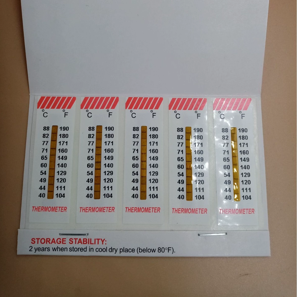 Тип B (40 градусов-88 градусов) Бумага для измерения температуры с десятью сетками, бумага для измерения температуры, полные спецификации/лист температуры, чувствительная к температуре бумага для измерения температуры