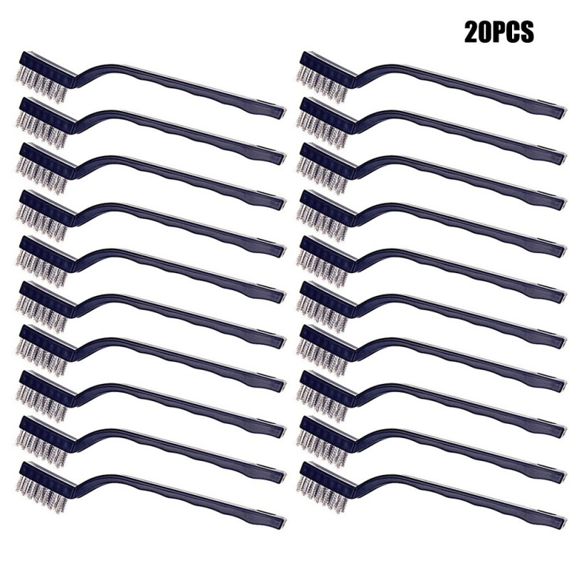 跨境20件套迷你手柄不锈钢丝鬃刷套装用于清洁焊接渣污渍和锈蚀
