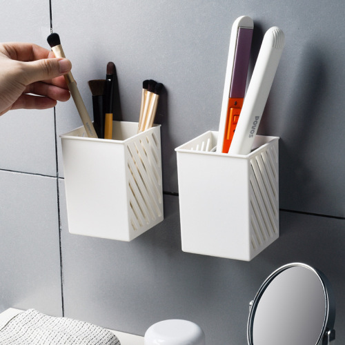 Japanese simple wall-mounted pen holder student desktop stickable storage pen box mini makeup brush storage box