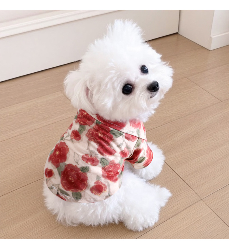 Chaleco para perro con rosas camisa ligera para perros pequeños_voghion.com
