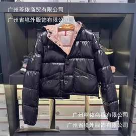 高版本M蒙家冬季新款女装连帽短款高腰羽绒服白鸭绒免洗外套欧美