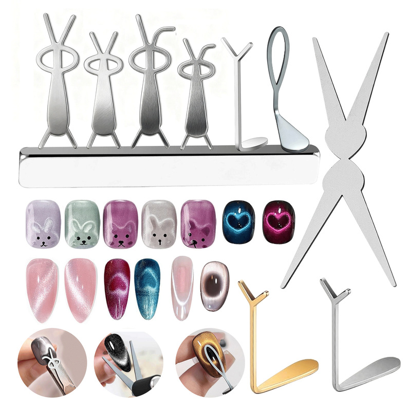 New Cat-Eye Special Iron Sheet Rabbit Magnet Y-Shaped Iron Magnet with Heart-Shaped Hollow Cat-Eye Magnet Cross-Border