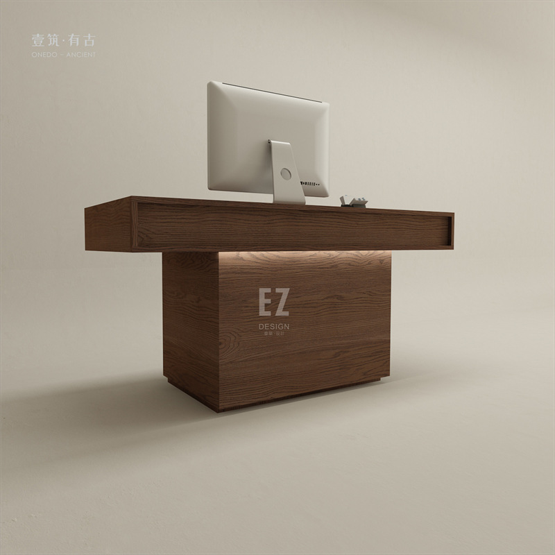 多功能简约收银台带灯吧台桌新中式餐厅接待台小型商铺母婴店前台