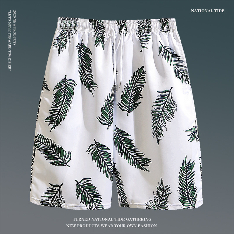 Summer Seaside Vacation Floral Pants Men's Casual Large Size Hawaiian Shorts Trendy Quick-Drying Loose Beach Pants