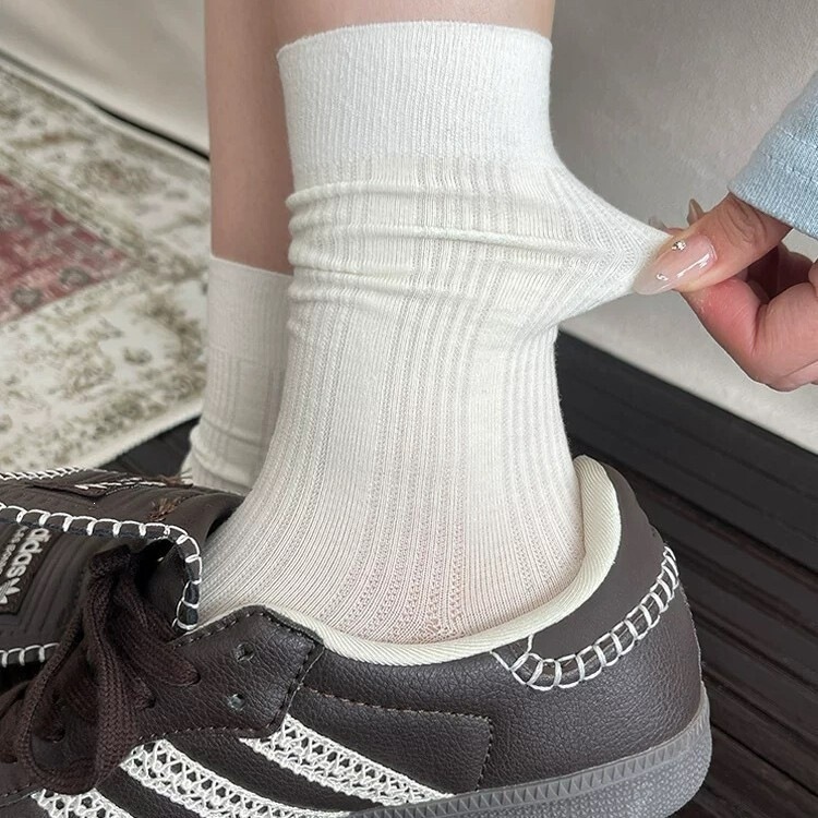 Summer Solid Color Long Socks with Skirt, Rolled Edge Maternity Socks, Slouch Socks for Women, Thin Seamless Socks for Summer, Women's Mid-Calf Socks